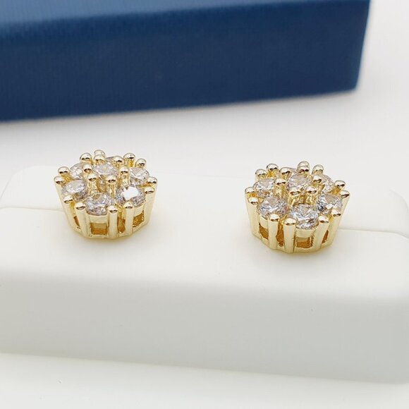 "14K Gold Plated Cubic Zircon Earrings, INUS1BR115 - Picture 6 of 8